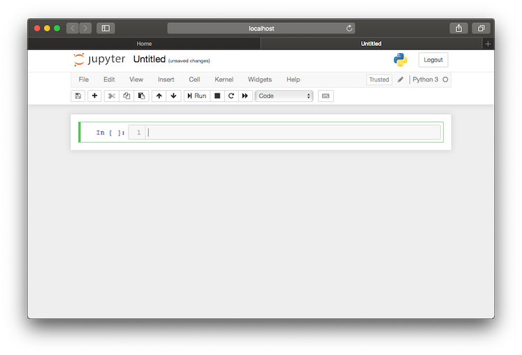 Empty Jupyter notebook